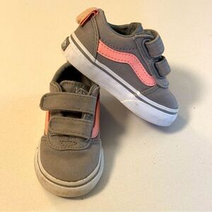 Vans gray pink toddler 4 velcro sneakers